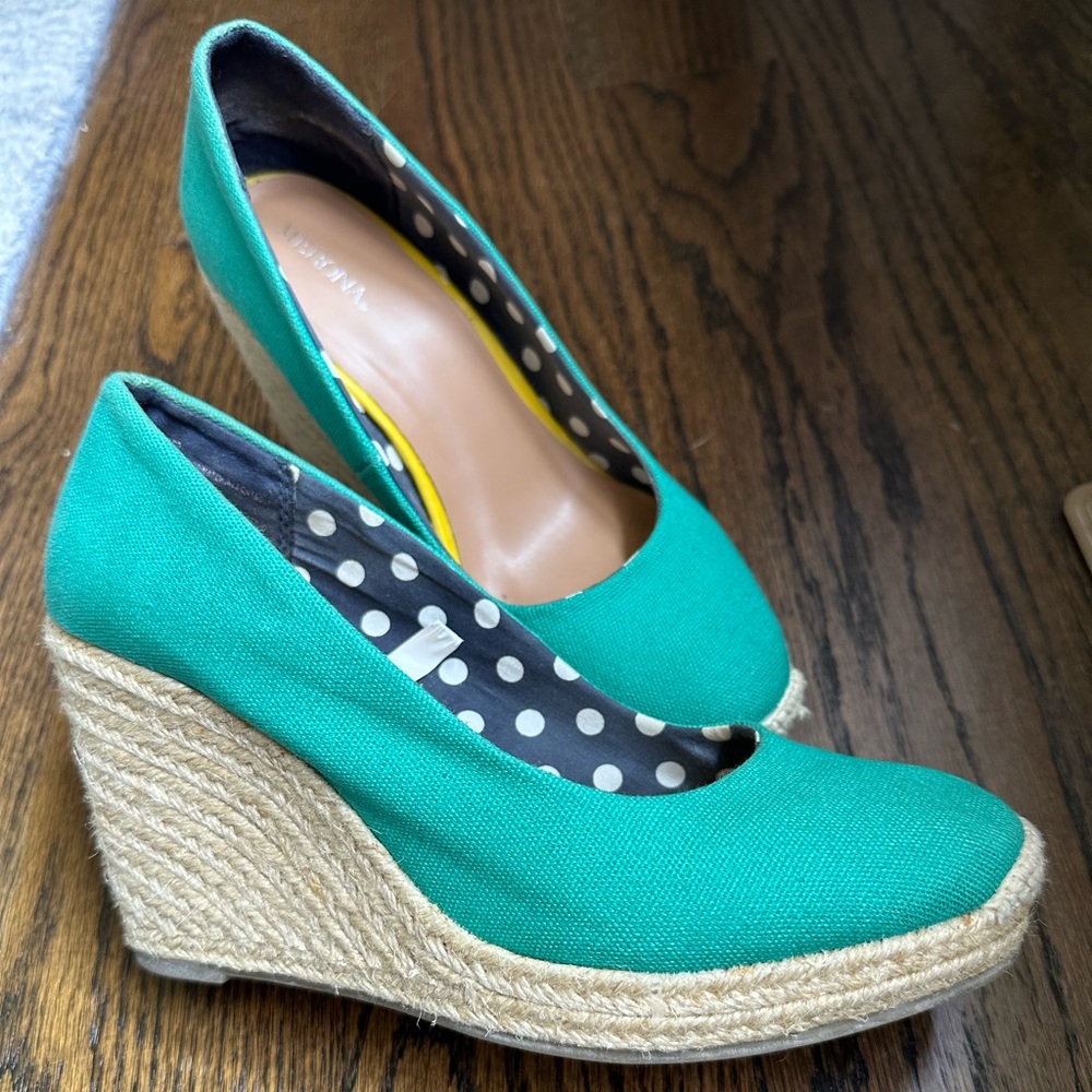 Merona Green Wedge Espadrilles